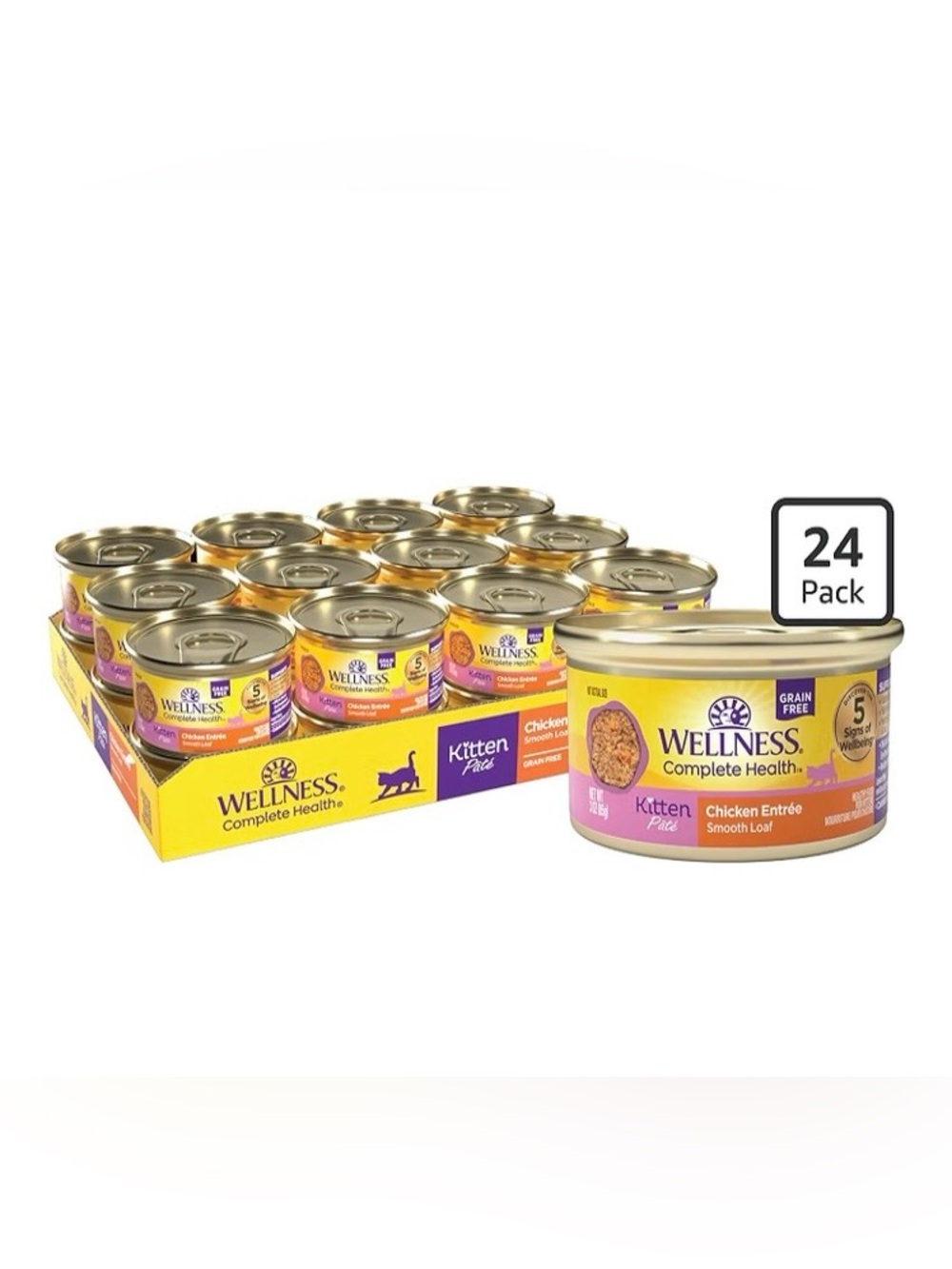 Wellness Complete Health Kitten Pate Chicken Entrée. 24-Pack of Cans